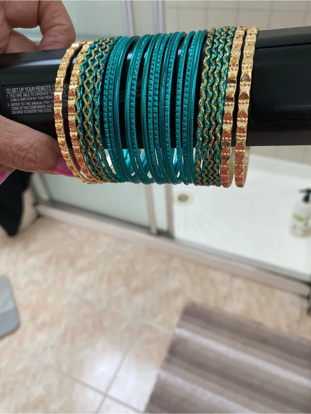 Stanley Teal and Gold Stackable Women's Bangle Set x 25